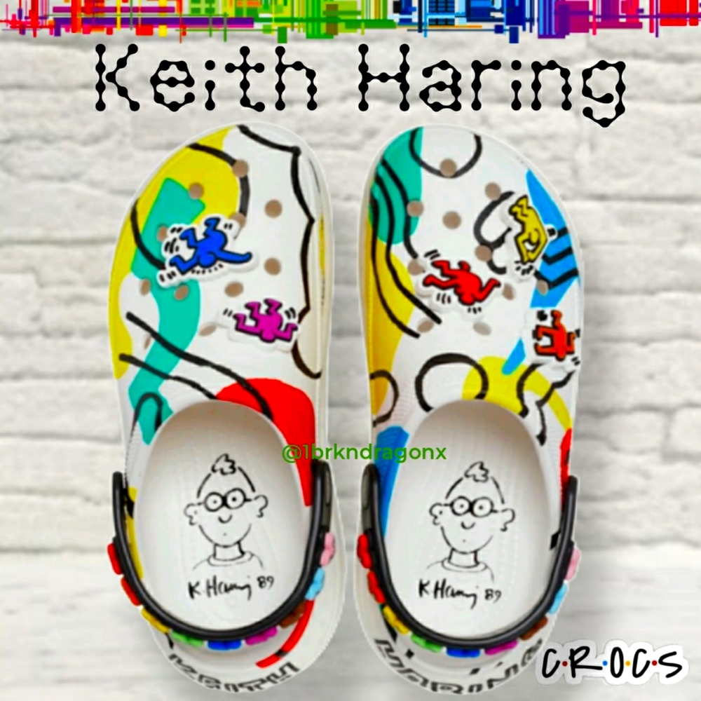 NWT LIMITED EDITION Crocs X Keith Haring Clogs Colorful Urban Street Beach Wear